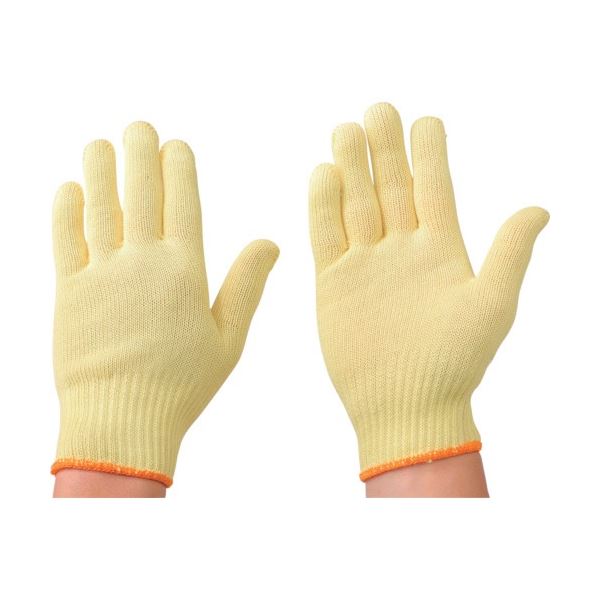 （まとめ）赤尾 ケブラー編手袋 10G-M イエロー/オレンジ AKV10G-M 1双[x10]