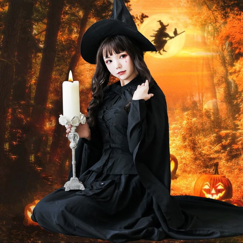 （3点セット）ハロウィン 巫女 ブラック 仮装 学園祭 文化祭 S M L XLワンピース