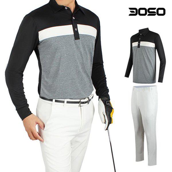 ゴルフコーディネート 男性 春秋 ゴルフTシャツ+ゴルフパンツ セット