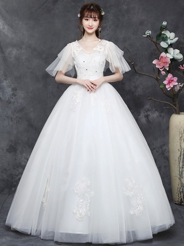 プラスサイズの太った女の子の床の長さのウェディングドレス太ったM 200キャティの花嫁スリムな片方の肩肉をカバー2025 6,435円