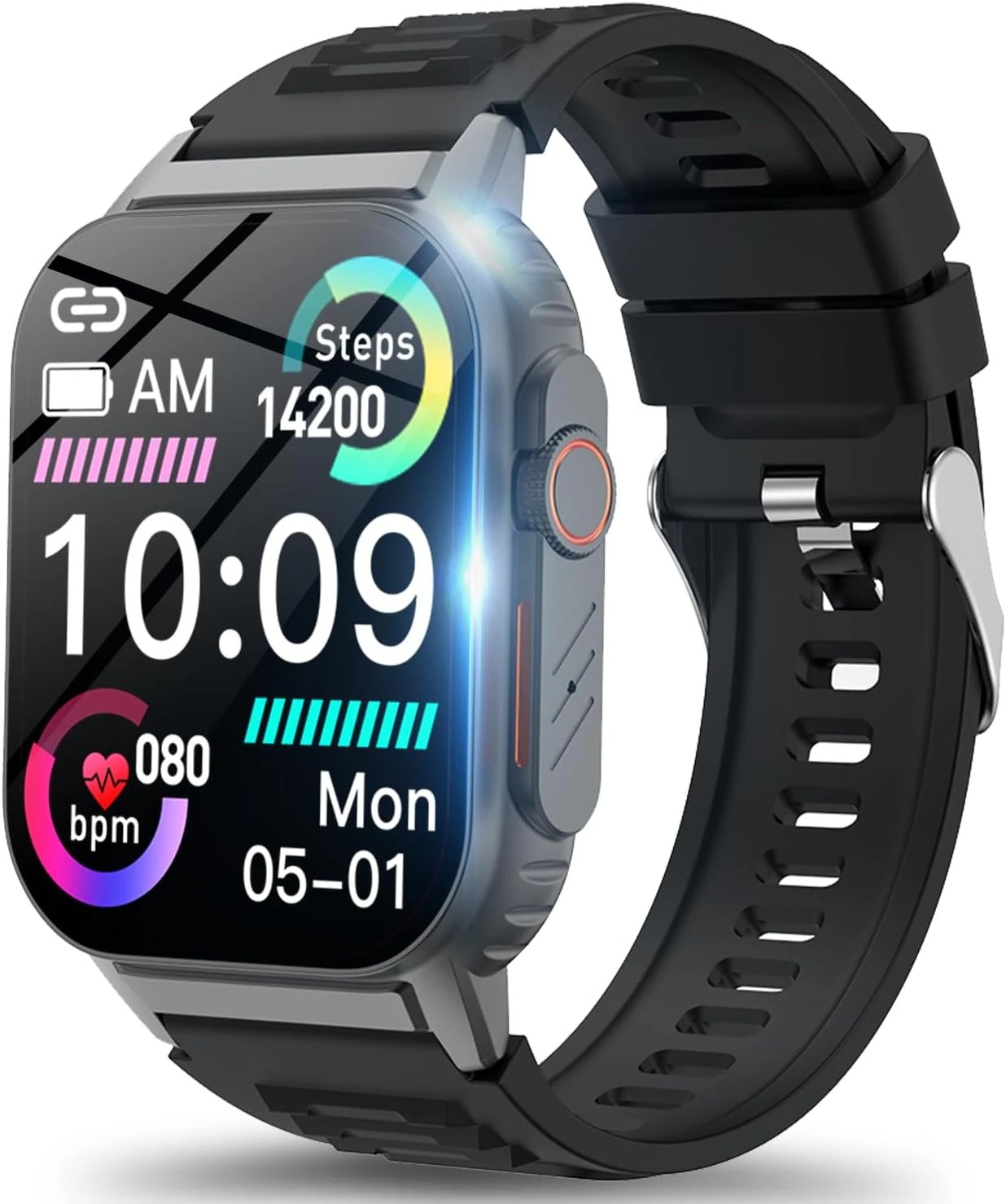 スマートウォッチ 【2025新登場2.01インチ大画面フルタッチスクリーン】Bluetooth通話機能 100種類運動モード 着信メッセージ通知 音声アシスタント 音楽コントロール 340mAh長