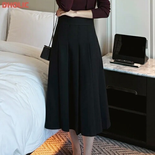 起毛裏地メルトンタッチジップアッププリーツロングスカート・1942731 8,001円