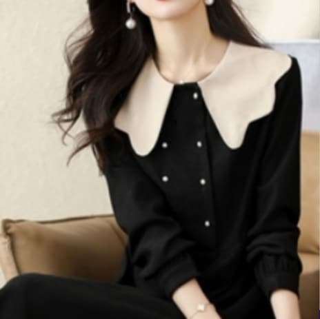 お上品Aラインワンピース ワンピース ミモレ丈 長袖 襟付き フレア Aライン お得 かわいい