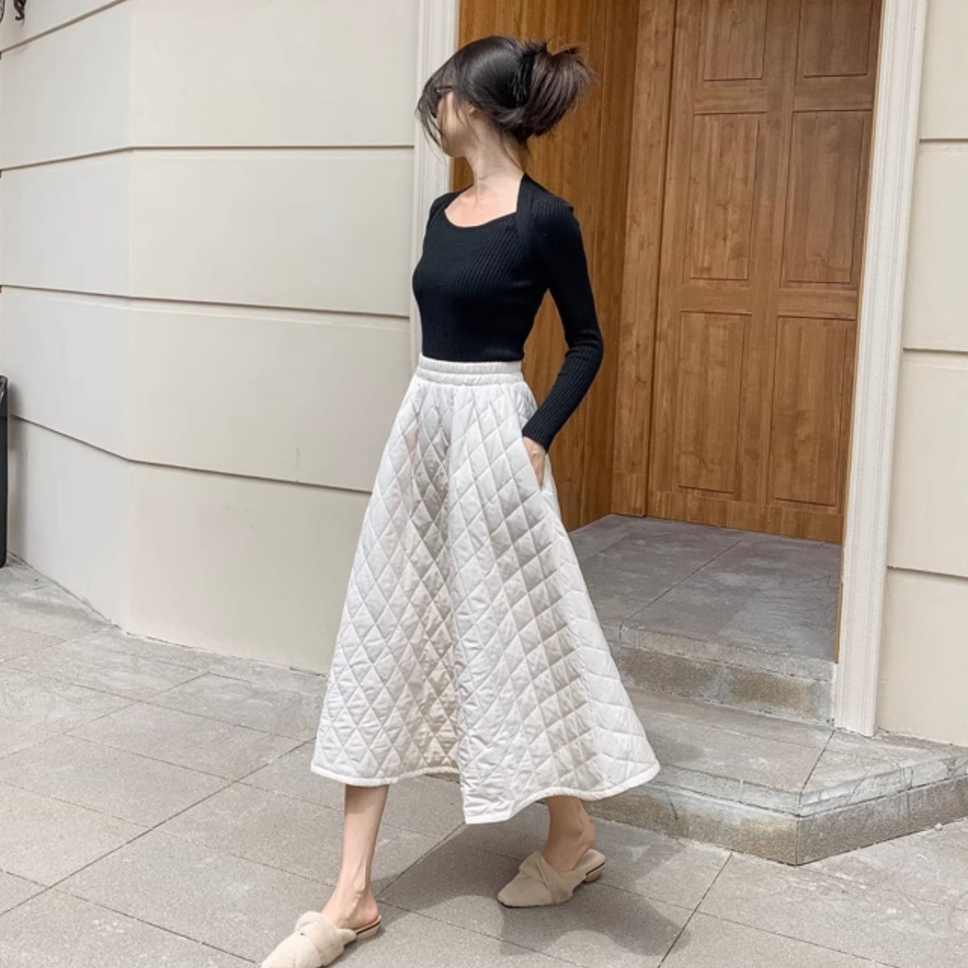 レディース スカート ミモレ ロング ロングスカート フレアスカート ミディアム丈 萌袖 ワイド Aライン もこもこ ウエストゴム 伸縮性 かわいい 大人可愛い きれいめ シンプル カジュアル 上品 6,462円