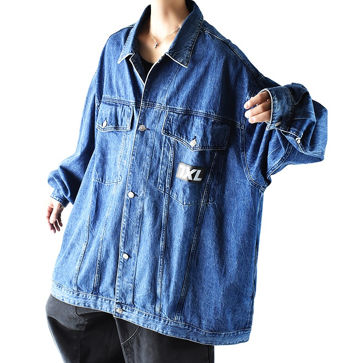 Gジャン デニムジャケット メンズ デニム 大きいサイズ gジャン ロングジャケット ロング丈 ジャケット ヴィンテージ加工 ジージャン ウォッシュ加工 オーバーサイズ ビッグシルエット ゆったり