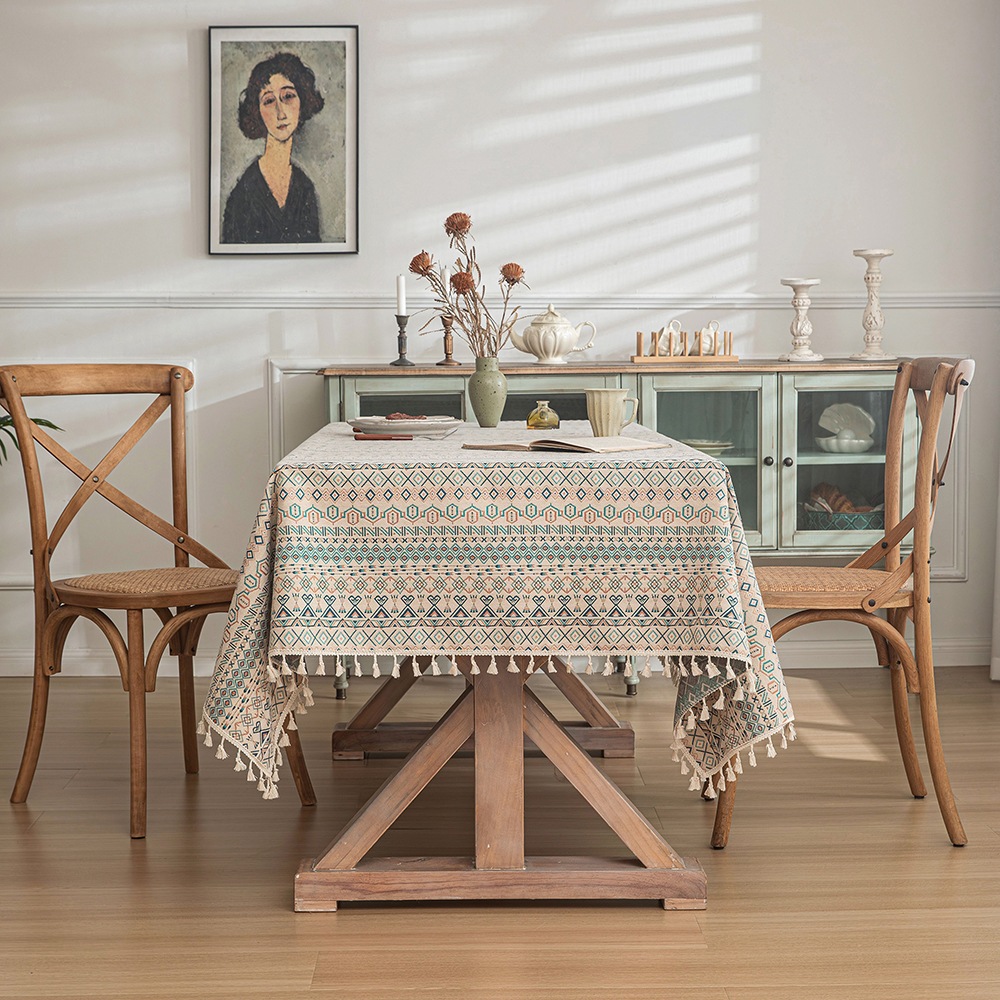 アメリカンコントラストカラー幾何学テーブルクロスボヘミアンジャガードクロステーブル断熱とアイロンがけの厚手コーヒーテーブルクロスメーカー直送