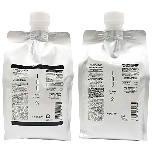 Lebel ルベル イオセラム クレンジング シャンプー 1000ml ＋ クリーム ヘアトリートメント 1000ml 詰替 リフィル 各1セット 計2個 IAU SERUM ヘアケア