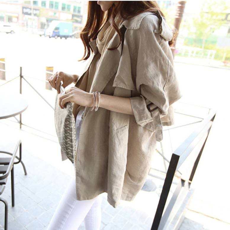 2color レディース ショートトレンチコート キャンディ袖 スプリングコート スプリングアウター