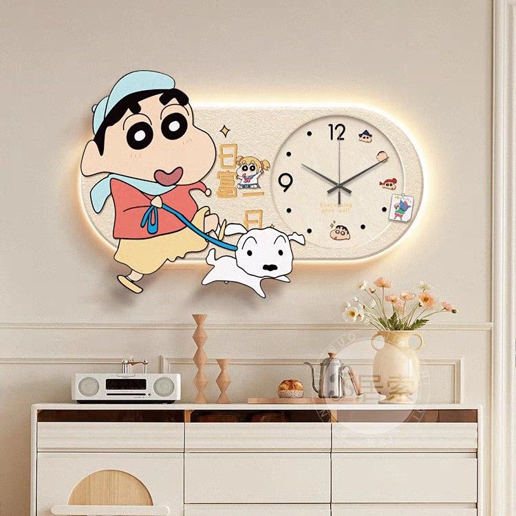 クリーム風掛け時計クレヨンしんちゃんレストラン装飾画食堂壁画時計掛け時計リビング入戸壁時計画