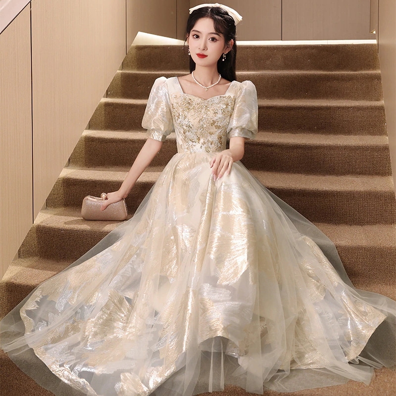 タキシード女性高級感宴会気質軽豪華小衆高級声楽芸考司会ワンピースシャンパン金色 5,978円