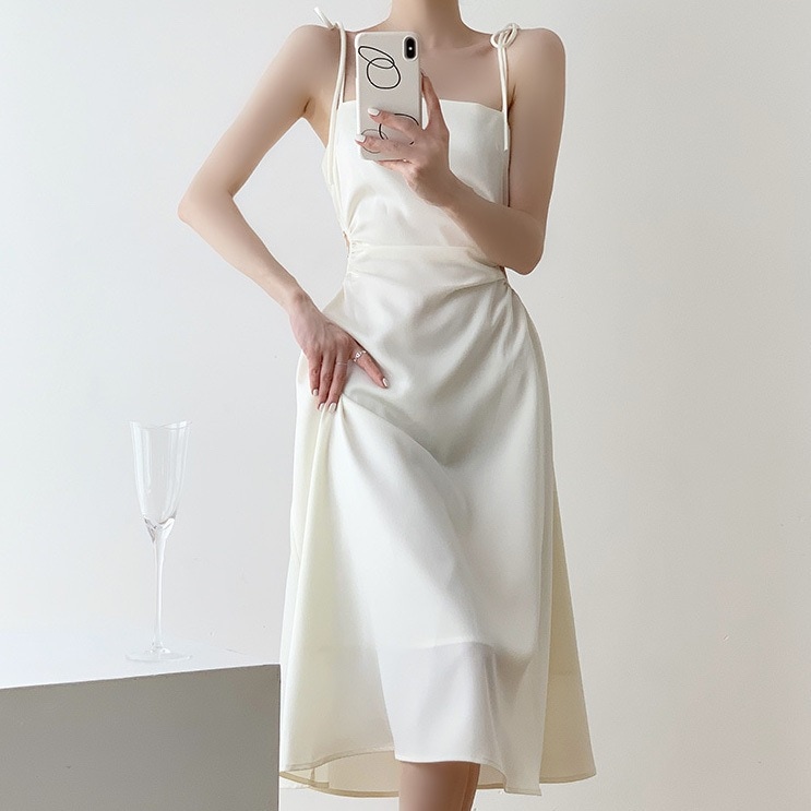 ワンピース レディース サイドホールデザイン ワンピ 個性的 春服 夏服 ロング丈 袖なし キャミソール インスタ映え モテ 流行 トレンド 高見え 格上げ 無地 S M L XL シンプル