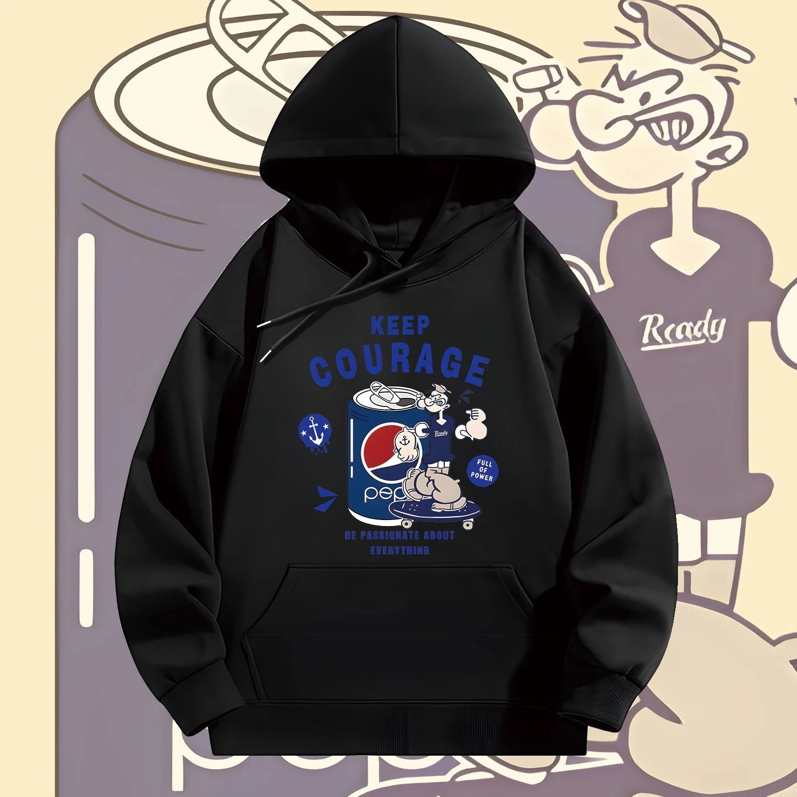ポパイ フード付きスウェットシャツ 夏 ゆったり レディース ファッション クラシック ゲーム トップス 漫画