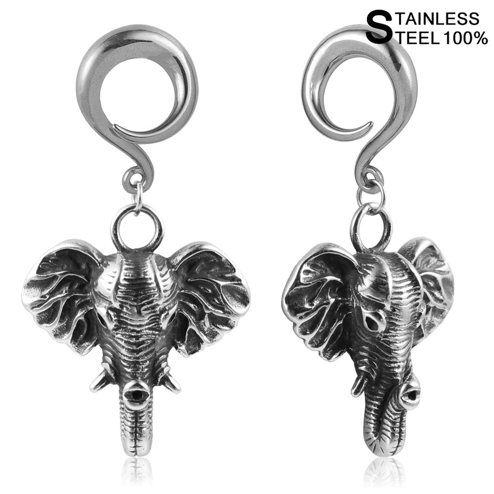 [6G ボディーピアス ] エレファントフック ボディピアス 6ゲージ /1ペア 象 ゾウ アニマル 動物 3D かっこいい 両耳 フック型 ハロウィン コスプレ 仮装 hd602xxxxxxxx