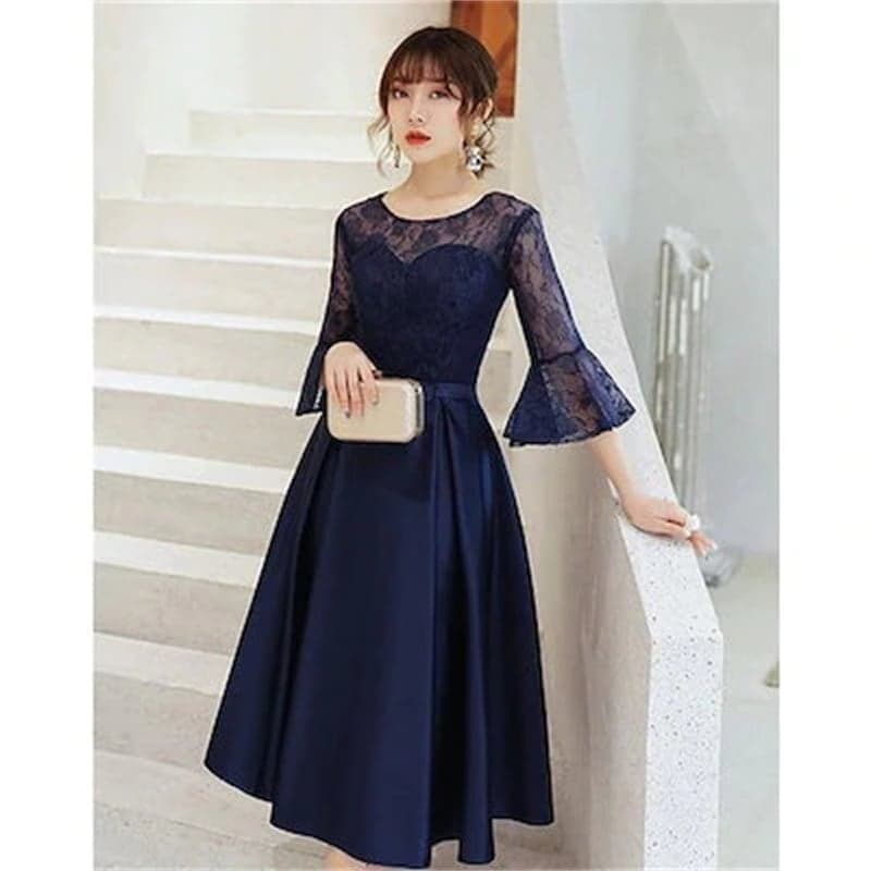 パーティードレス フレア袖 結婚式 ドレス お呼ばれ 二次会 花嫁 ワンピース 同窓会 フォーマル 卒業式 披露宴 演奏会 成人式 20代 30代 新色追加