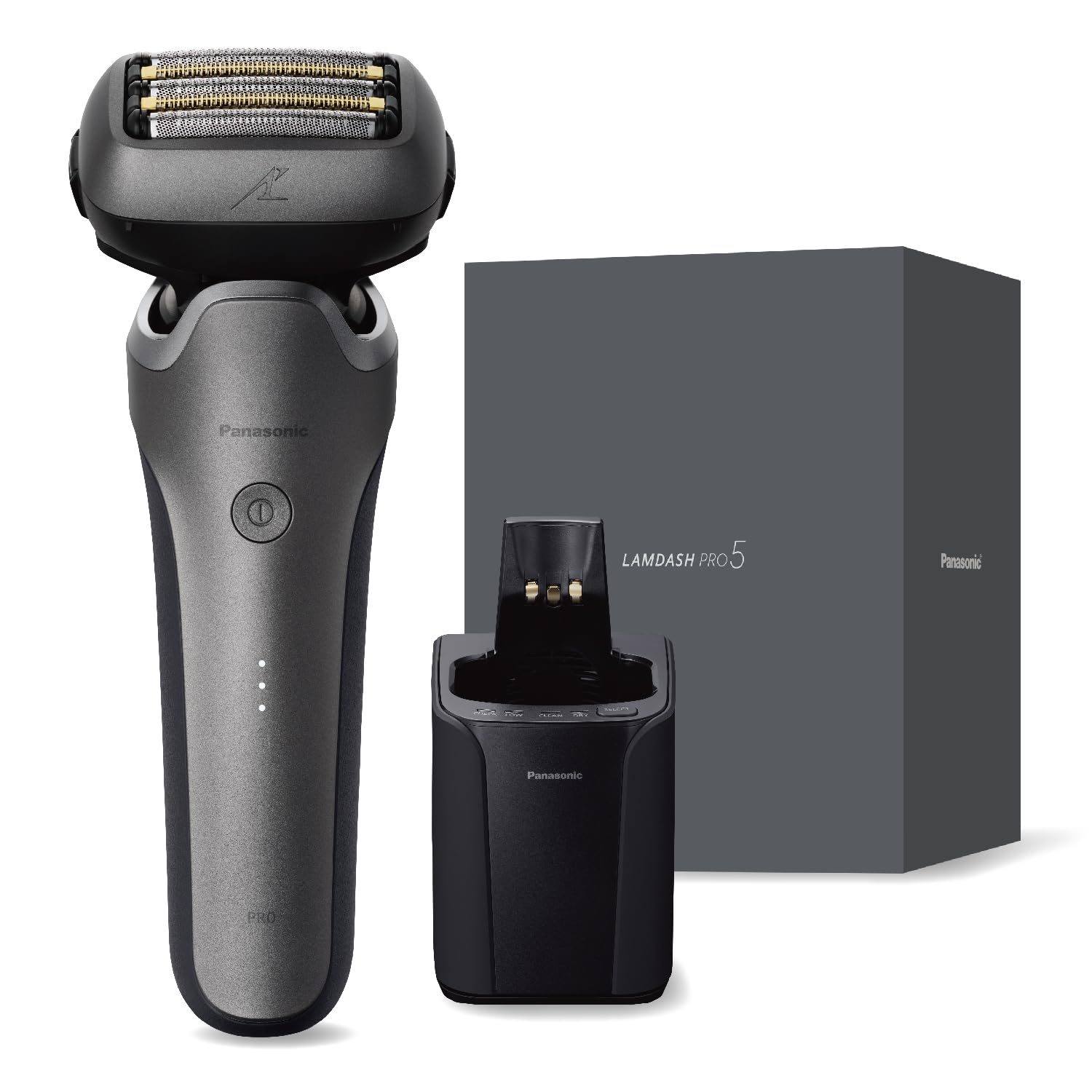 パナソニック メンズ シェーバー ラムダッシュ PRO 5枚刃 電動 髭剃り ラムダッシュAI 全自動洗浄充電器 ES-L571U-S チタンシルバー