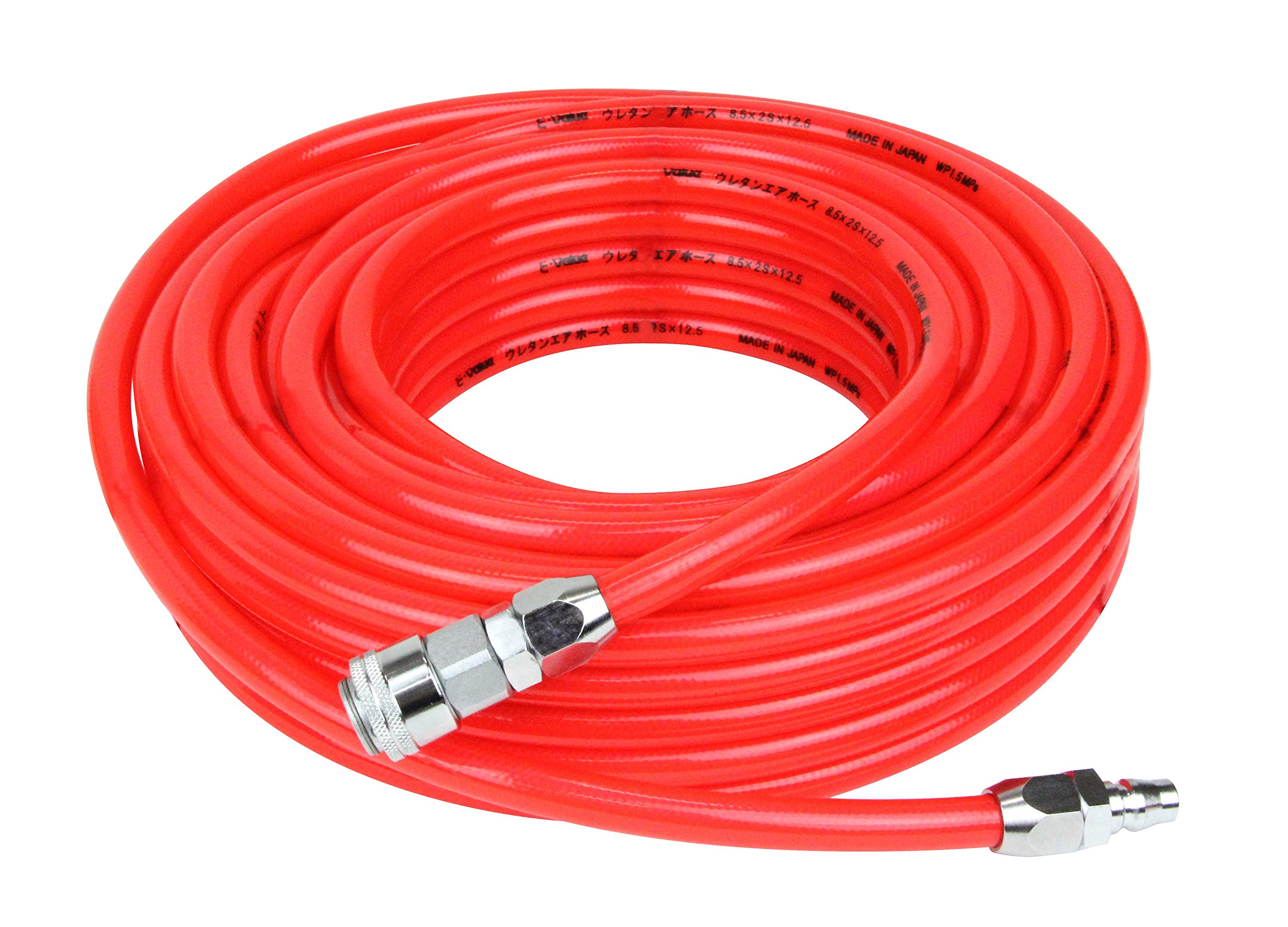 イーバリュー(E-Value) ウレタンエアホース 20m 常圧用 内径8.5mm×外径12.5mm 大流量 クリアレッド EUH-20RL 8.5 日本製