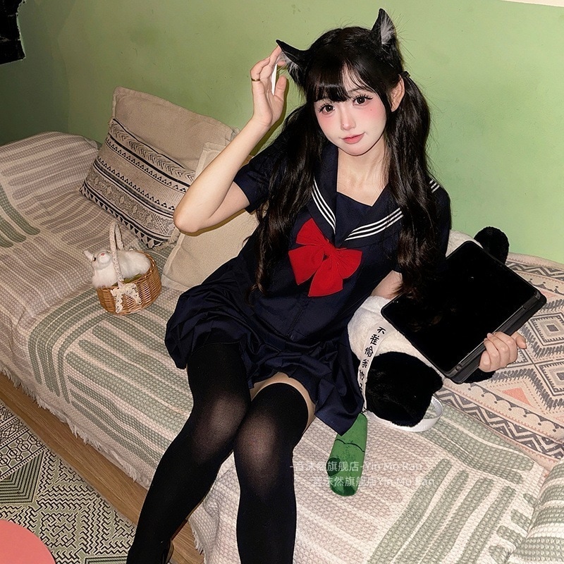 正規品jk せいふく女性スカート不良黒三冊半袖基礎モデルセーラーメイドcos服エプロン 5,323円