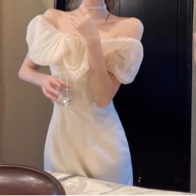 ドレス ワンピース ウェディング パーティー 結婚式 二次会 披露宴 演奏会 発表会 フォーマル ロング オフショルダー 襟なし スレンダー タイト スリム ストレート 細身 Iライン イブニング