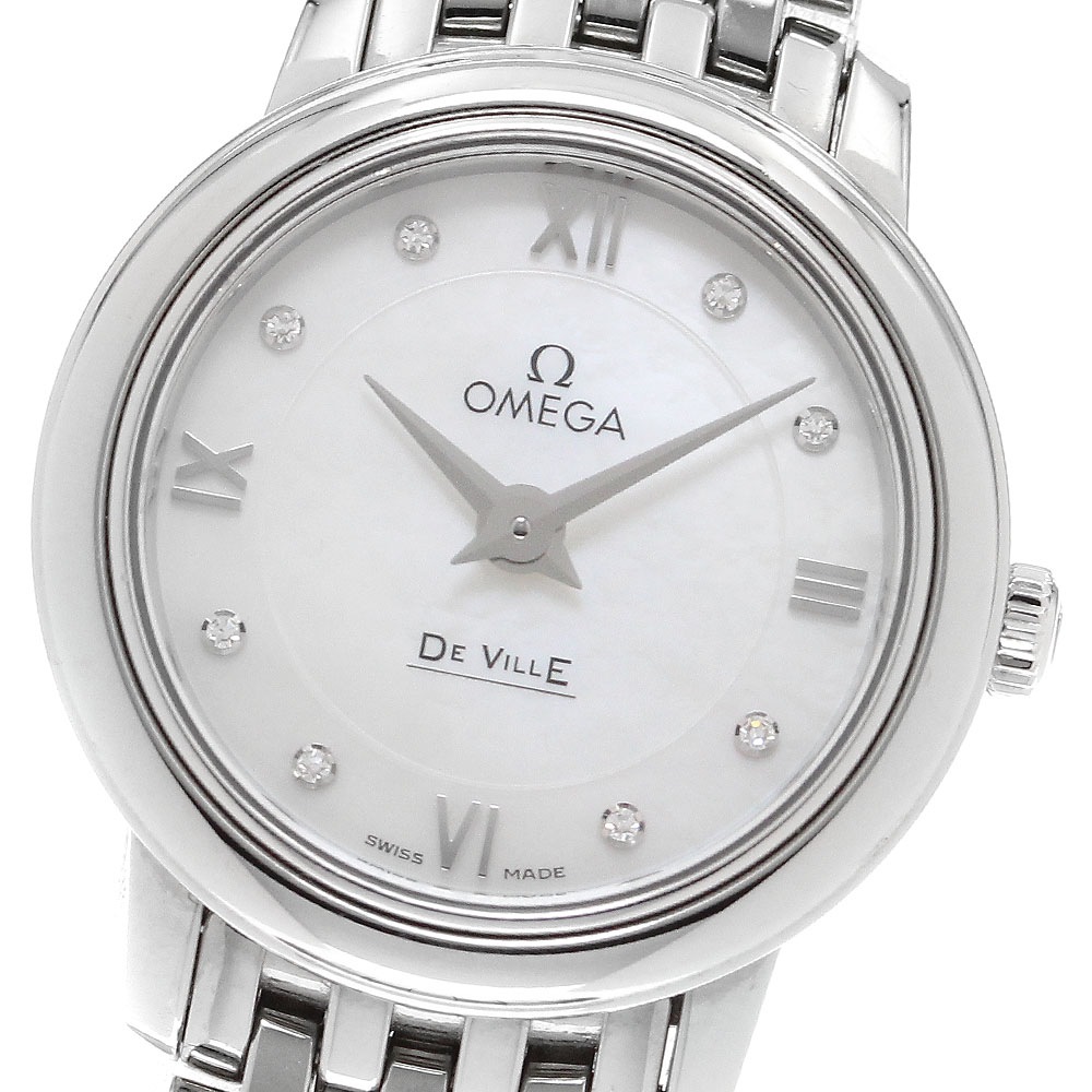 オメガ OMEGA 424.10.24.60.55.001 デビル プレステージ 8Pダイヤ クォーツ レディース 箱・保証書付き_907688【中古】