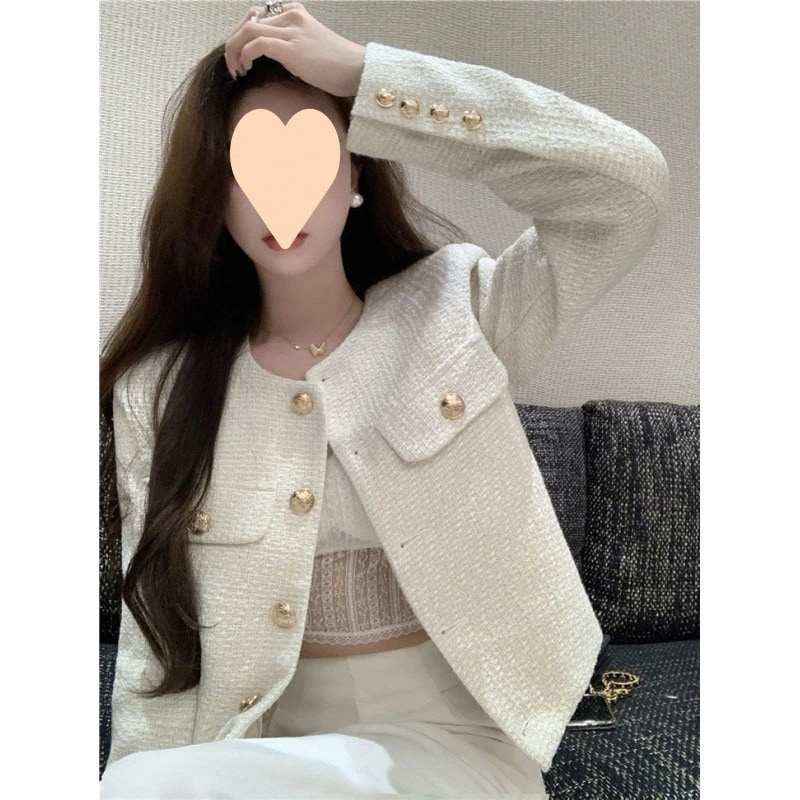 （細工が凝っている）秋の女性のための有名な小さなフレーバースタイルのジャケットショートショートショートハイエンドスタイルの純粋なスタイルファッショナブルな女性