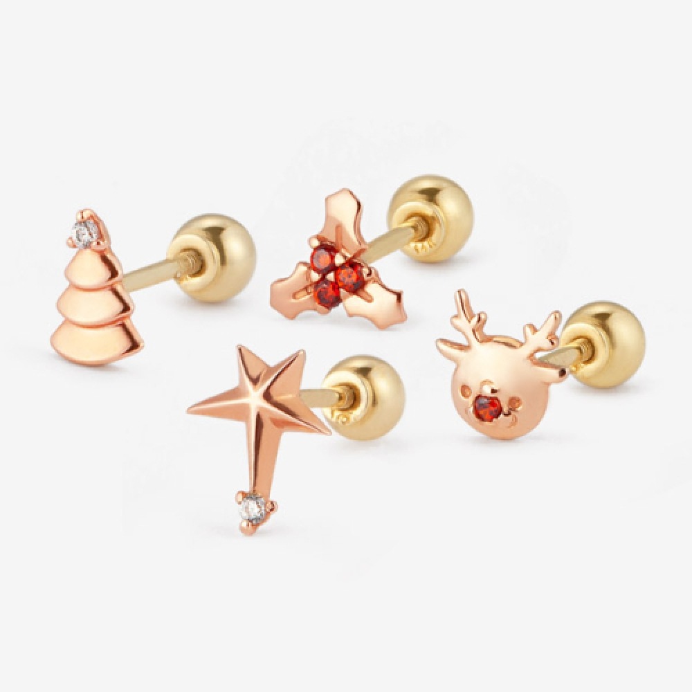 DOROCY 14k クッキングクッキングウィンターストーリークリスマスピアス (1個)