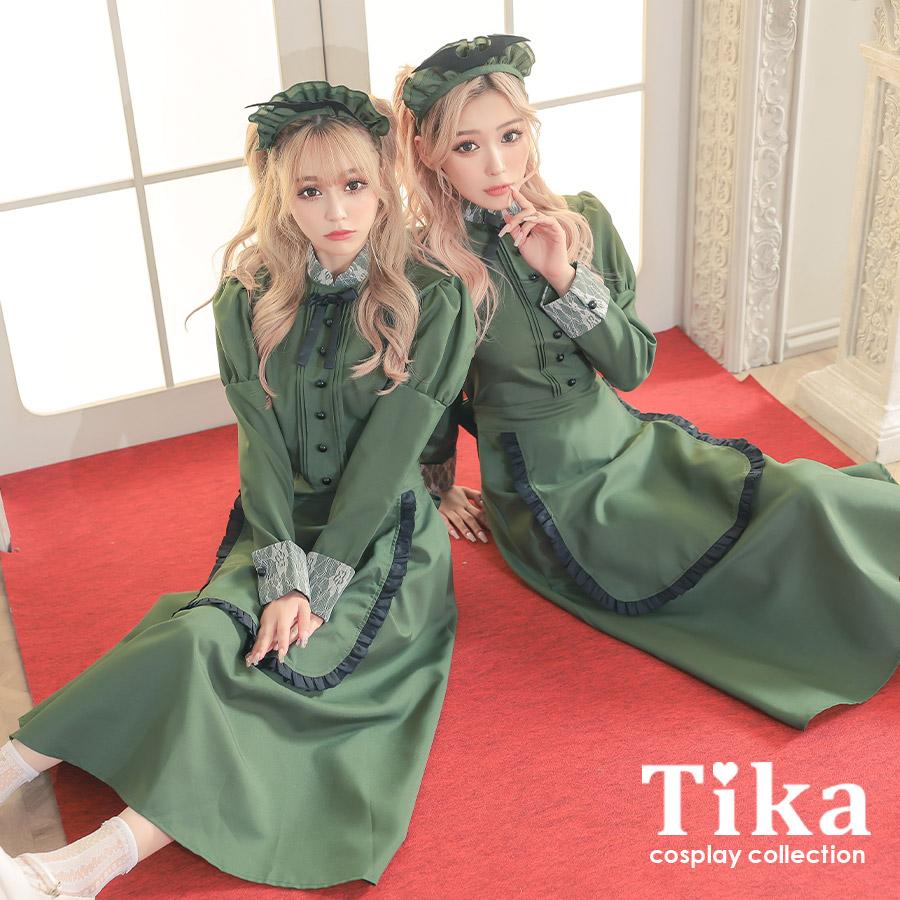 メイド服 コスプレ 安い 大きいサイズ ゴシック 洋館メイド セット 長袖 ミニ ホラー ハロウィン 仮装 コスチューム