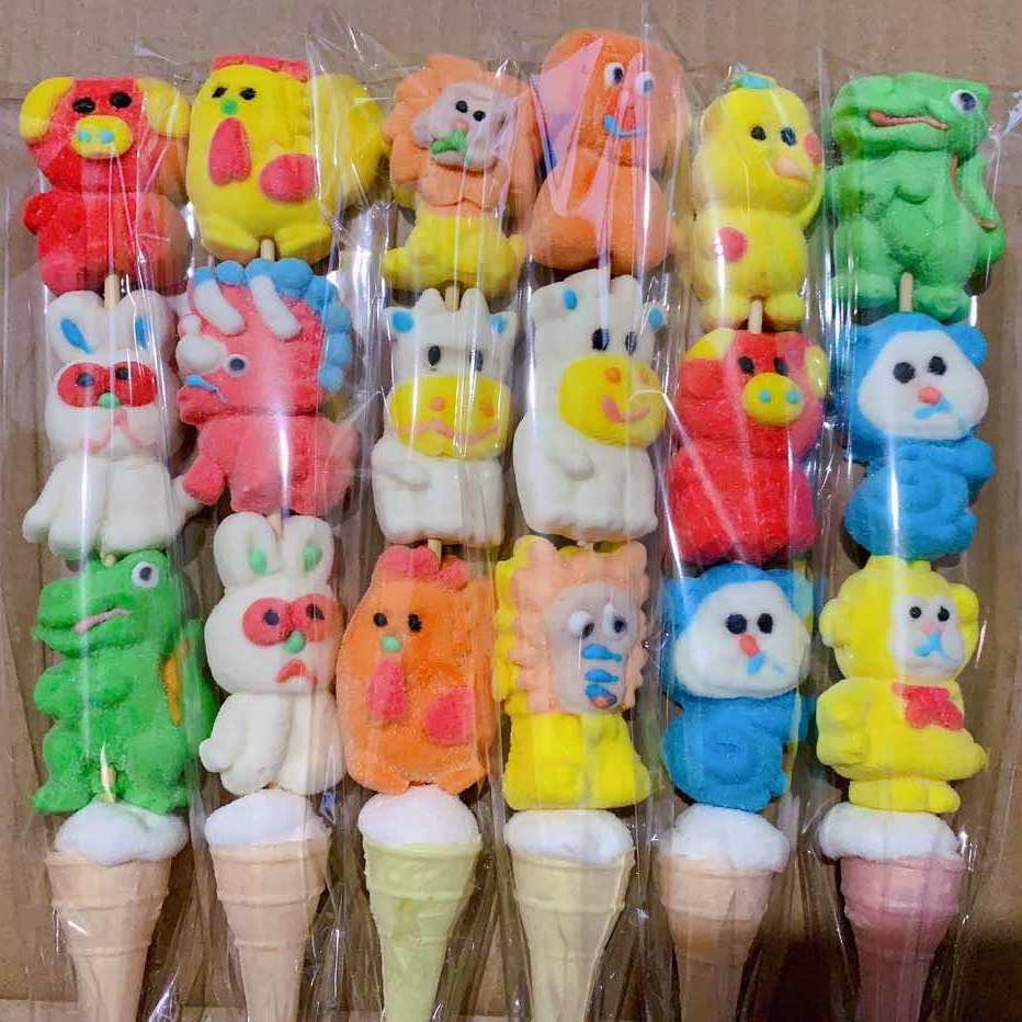 漫画マシュマロひょうたんゼリー キャンディ ロリポップ バルク混合マシュマロ