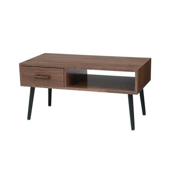 北欧風 ローテーブル/センターテーブル ブラウン 幅80奥行40高さ40cm 引き出し 木製脚付き 組立式 リビング