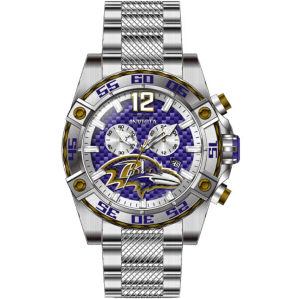 格安SALEスタート！ GMT Chronograph Ravens Baltimore インヴィクタNfl Quartz Watch Mens Dial Purple カジュアル腕時計