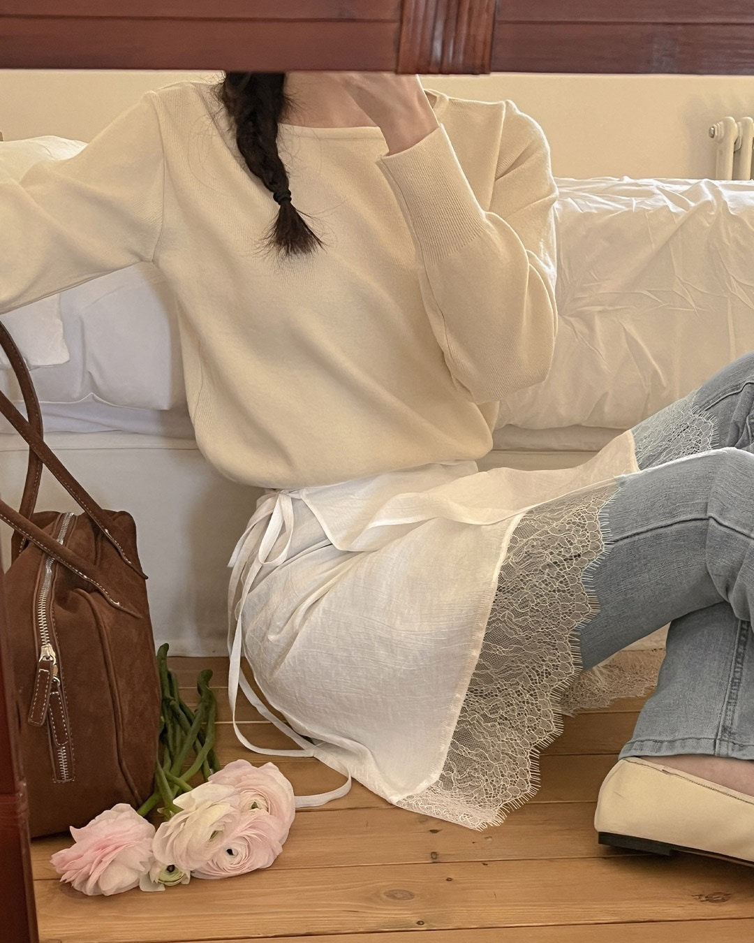 デンモラップレイヤードスカート韓国ファッション レディース