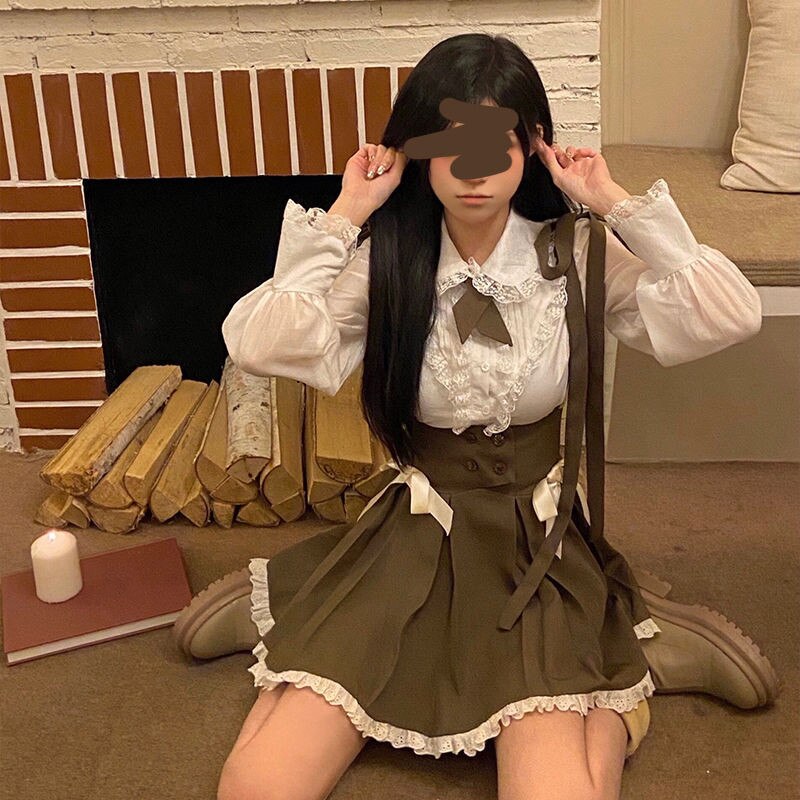 涼しく楽ちんセットアップ 涼しく楽ちんセットアップセットアップJK制服アカデミックセーラー服2023韓国ファッションJK制服カレッジ風セーラー服スーツ半袖シャツ+バックスカートツーピースセット今っぽ