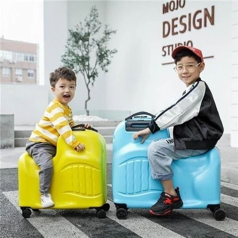 子供用トロリーケース 男性が乗れるスーツケース スーツケース スーツケース ドラッグボックス 子供用 ユニバーサルホイール 24インチ-Q250419-1829