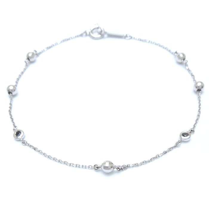 ブレスレット ブルーストーン ミラーボールカット K18WG ホワイトゴールド/292224【中古】