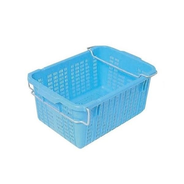 10個セットプラスケット/網目ボックス No.450 金具付き ブルー スタッキング金具使用時:段積み可
