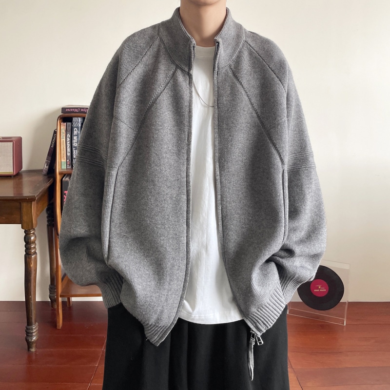 2024秋の新しい高品質のカーディガンジャケットメンズジャパンジッパールーズセーターメンズカジュアルトップ