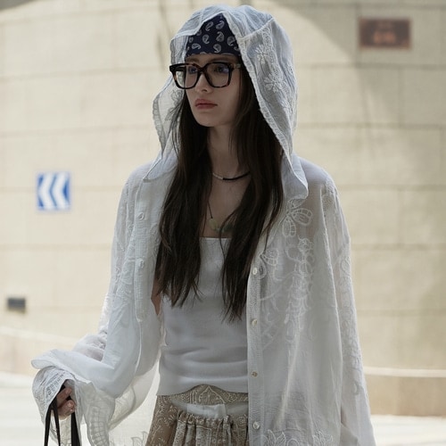 レースフードシースルーサマーシャツ