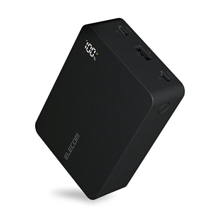エレコム モバイルバッテリー PC充電対応 リチウムイオン電池20000mAh 67W Type-C 入出力× 2USB-A×1 残量表示 ブラック EC-C44LBK