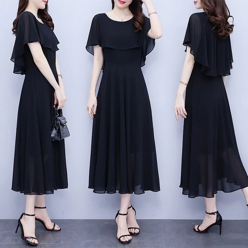 パンツドレス 結婚式 お呼ばれドレス 黒 パーティードレス セットアップ フォーマル シフォン ワイドパンツ 上品 大きいサイズ 3l