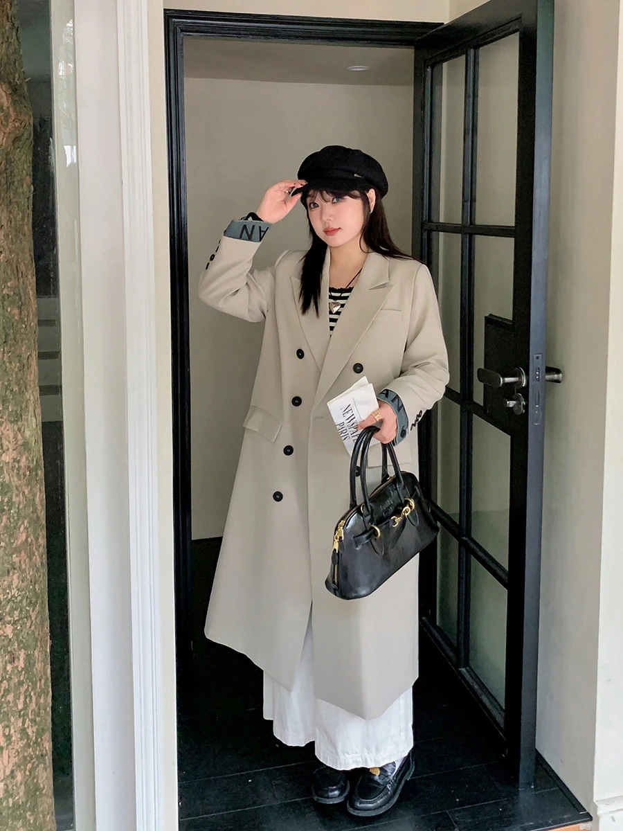 チェスターコート メガ割 レディース 2024秋新品 体型カバー アウター デニムドッキング トレンチコート ロングコート 【ぽちゃまに】 大きいサイズ ロングスーツコート