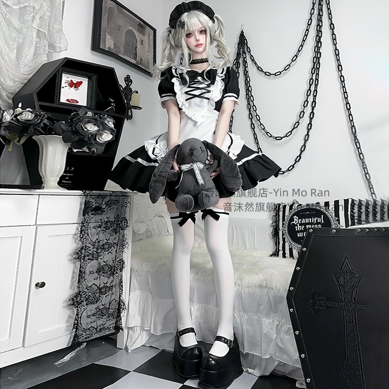 コスプレ　ハロウィン正規品嫌世コスプレ衣装女ゴシックcos服メイド服ワンピースセット暗黒少女