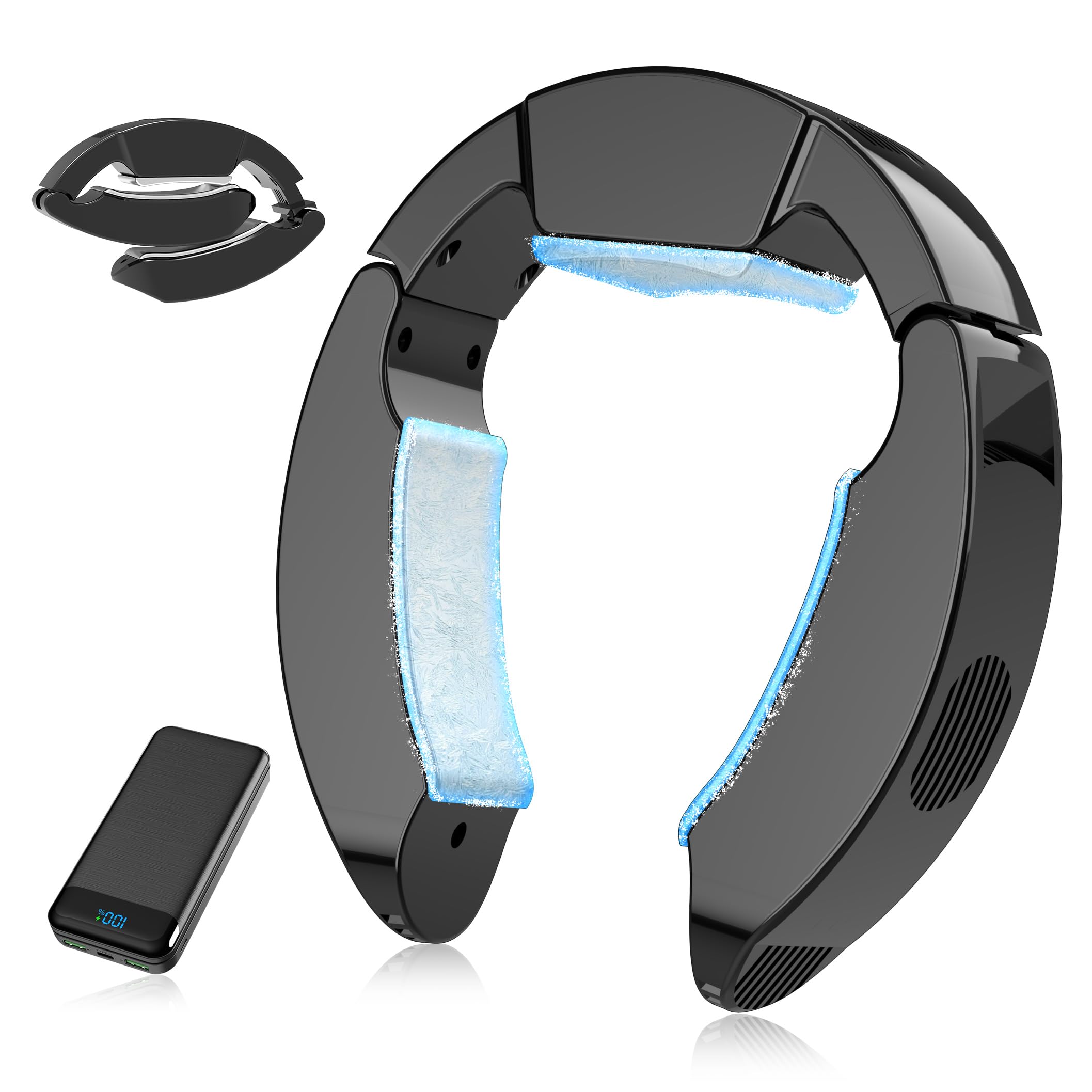 [covvll] ネッククーラー 冷却プレート【2025新＆30000mAhバッテリー付き＆1秒冷却】折り畳み式 強弱2つモード 最大-17℃冷やす Type-c給電 ネッククーラー ペルチェ素子 首