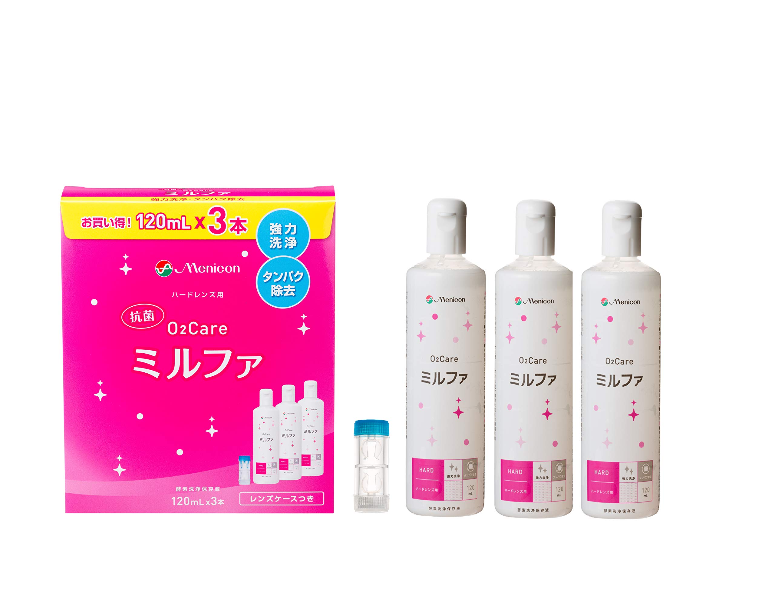 メニコン　抗菌O2ケアミルファ　120ml×12本　レンズケース付