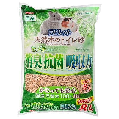 他サイト： ＧＥＸ　ラビレット　天然木のトイレ砂　７Ｌ＋１Ｌ　消臭抗菌　国産天然木１００％　ＣＲＣ50―20―39―15―00の商品画像