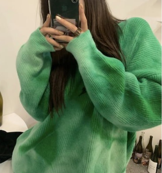 オーバーリブニット レディース トップス ニット プルオーバー リブニット 長袖 ビッグシルエット クルーネック ドロップショルダー セーター FREE 赤 緑 青 レッド グリーン ブルー