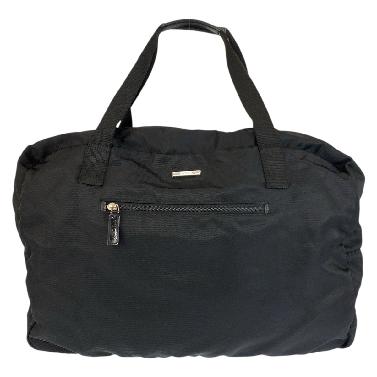 美品 ブラック 黒 シルバー金具 ナイロン 012 0389 ボストンバッグ 旅行バッグ 男女兼用 レディース 602137