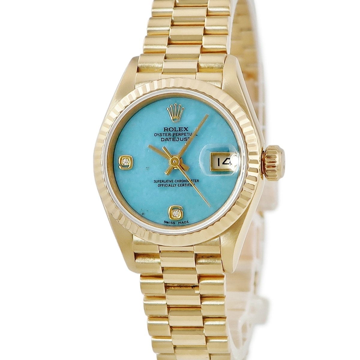 デイトジャスト 69178BR N番 自動巻き レディース N番 K18YG無垢 純正ダイヤ ブルージェダイト 翡翠 3年保証