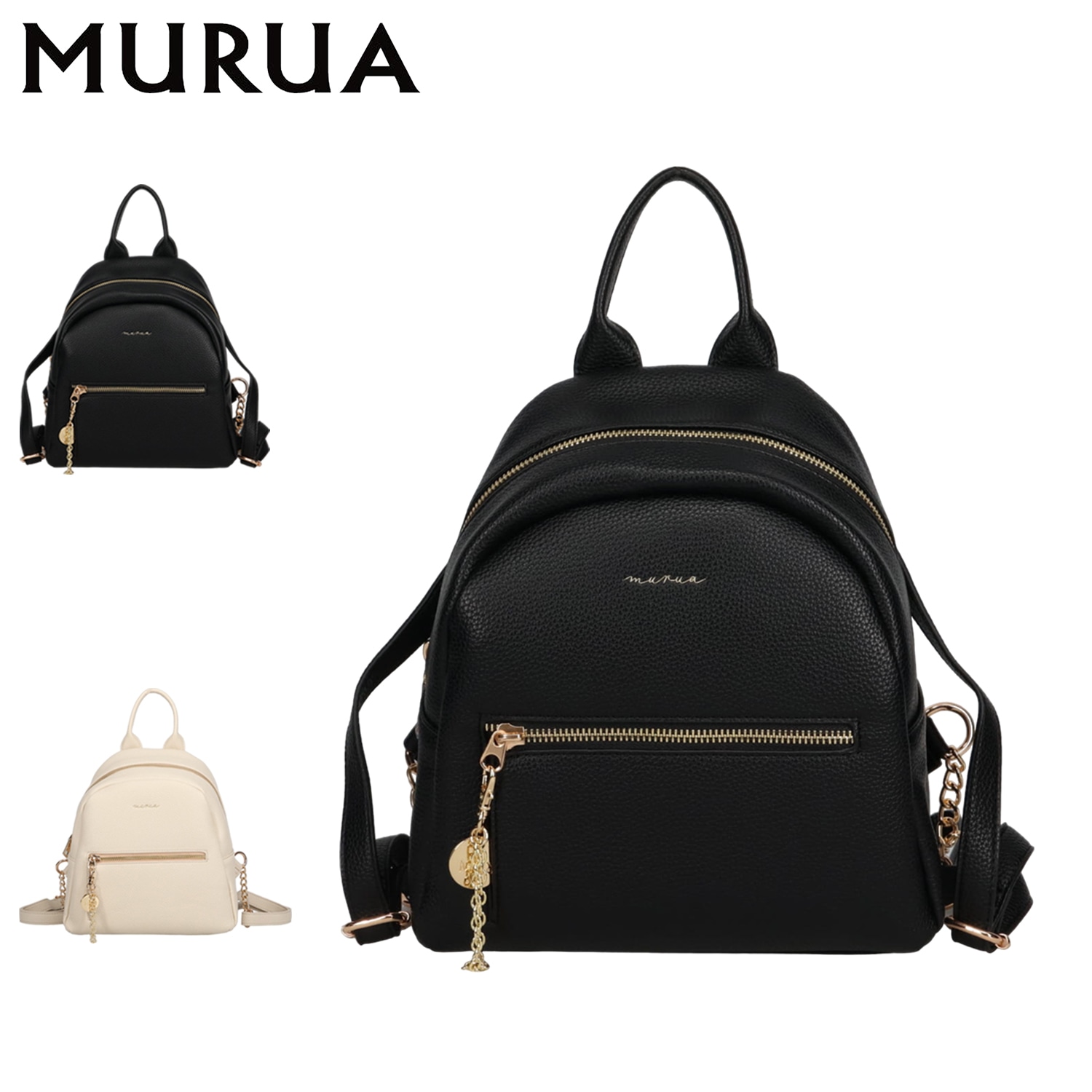 リュック バッグ パック ミニ メタルチェーン レディース 軽量 ブラック ホワイト 黒 白 MR-B1257