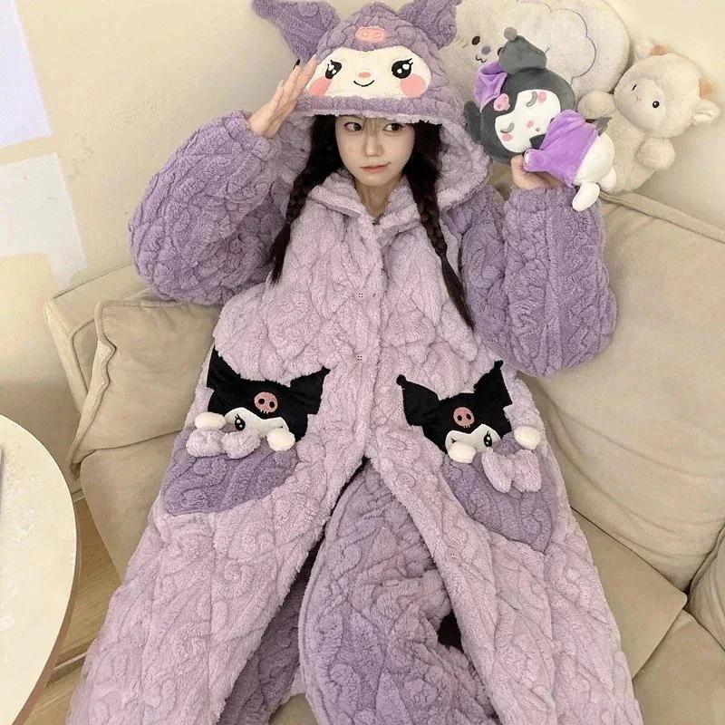 着ぐるみパジャマ 着ぐるみコスプレ ネグリジェ レディース 秋冬 厚手 レディース パジャマ クロミ レディース 三層 かわいい 暖かい ベルベット ホーム服セット アニメ コミック