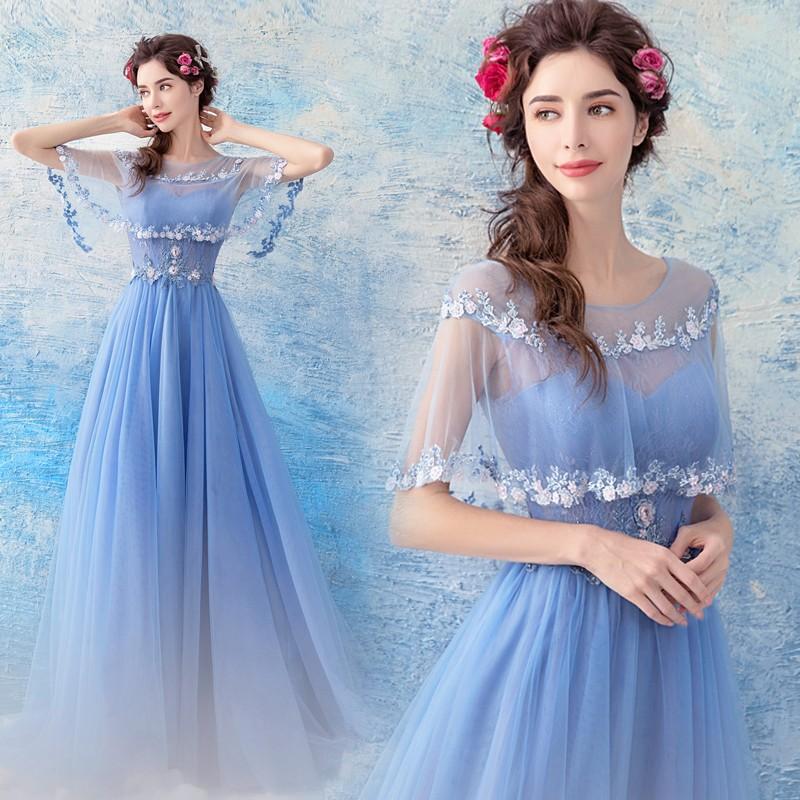 ウェディングドレス ウエディングドレス カラードレス 青 ロングドレス 安い 結婚式 イブニングドレス 二次会ドレス 花嫁 フォーマルドレス 演奏会 カクテルドレス 披露宴 パーティードレス aライン