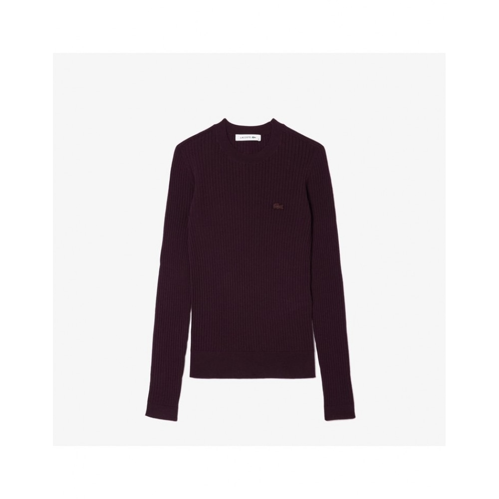 ラコステレディーススリムフィットリブ付きクルーネックセーター AF2576-54N BZD